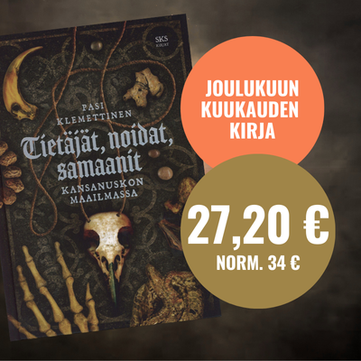 Kirjan kansi ja teksti kuukauden kirja.