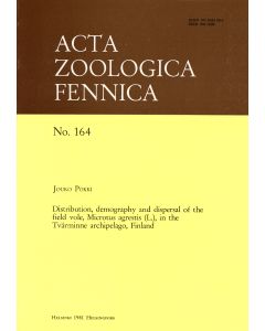 Distribution, Demography and Dispersal of the Field Vole, Microtus Agrestis (L.), in the Tvärminne Archipelago, Finland