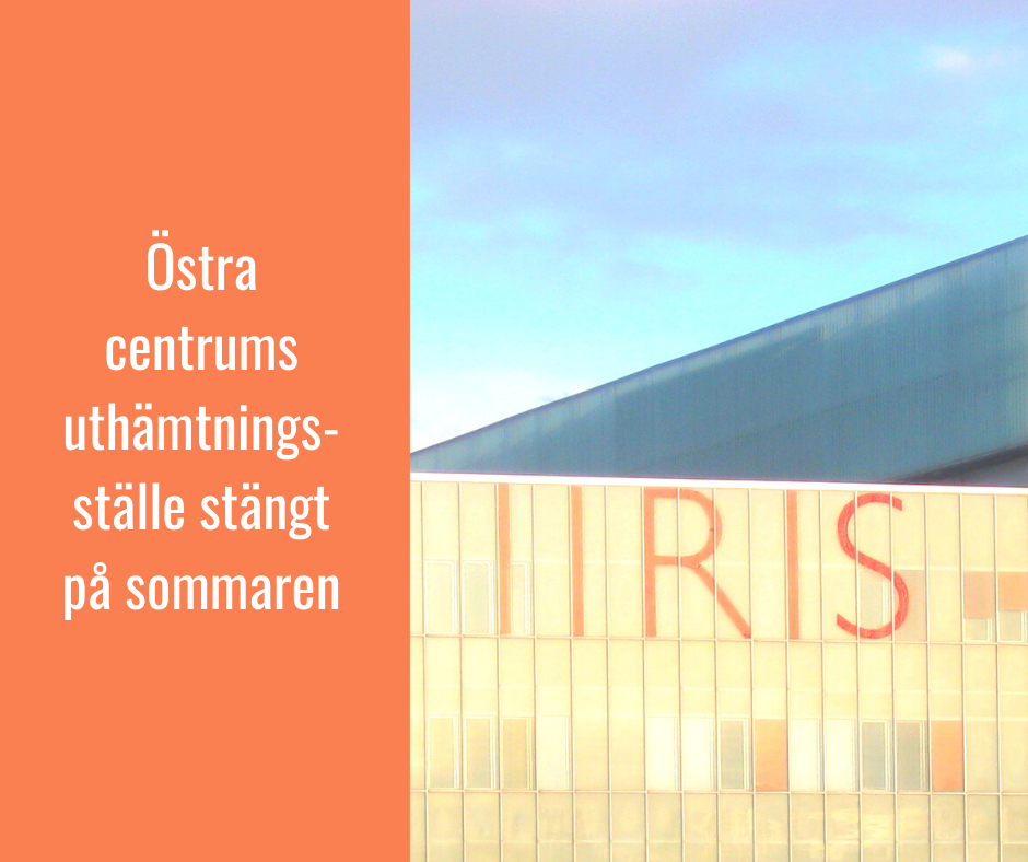 Iiris Center -byggnad med text upphämtning stängd.
