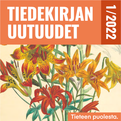 Blommor och text Tiedekirjan uutuudet.